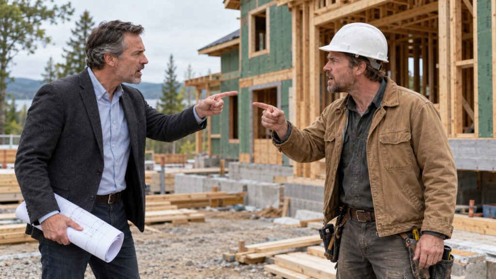 architect builder finger pointing argument
