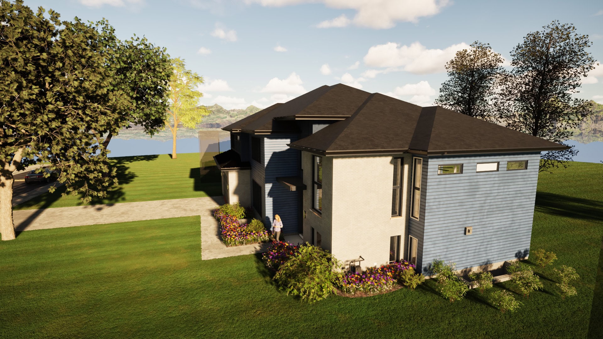 Aerial south corner rendering