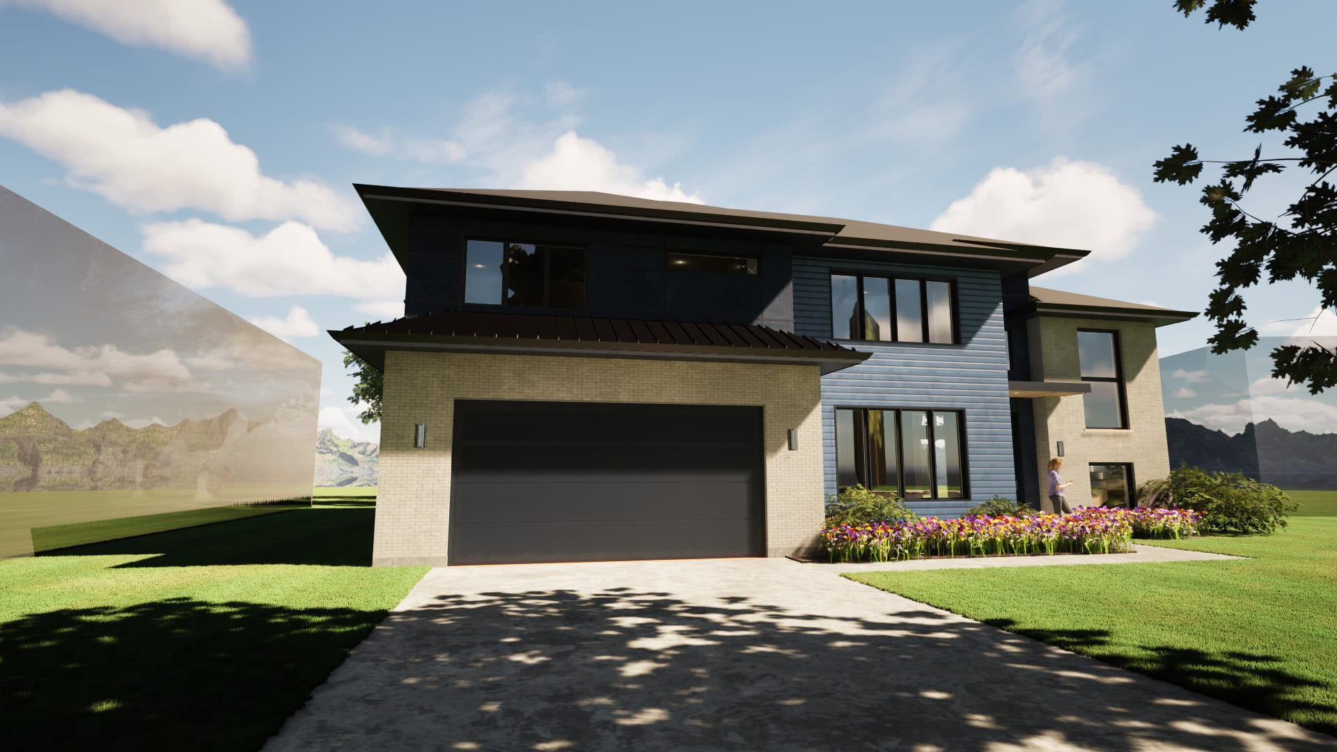 Front at garage rendering