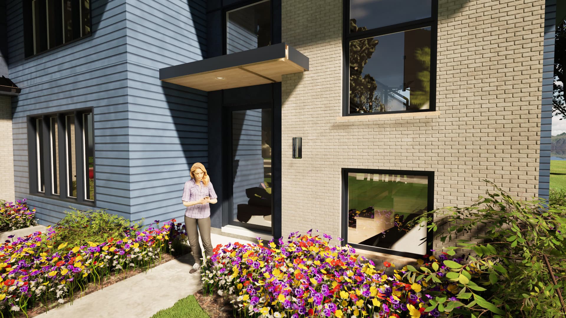 Front entry porch rendering