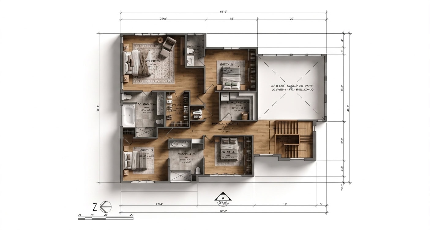 Second Floor Plan Rendering